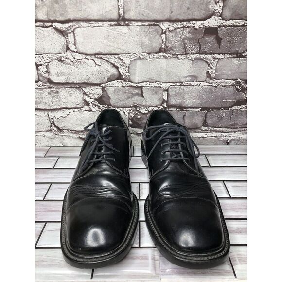 LAUDINO CACCIN Black Leather Cap Toe Oxfords Lace Dress Shoes Men Sz 9M US/42EU - Picture 2 of 16